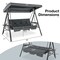 Convertible 3-Seat Patio Porch Swing Chair to Flat Bed with Adjustable Canopy - 80" x 51" x 67" (L x W x H)